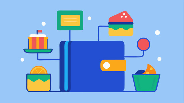 A digital wallet linked to a food delivery app featuring various payment options such as credit cards digital wallets and loyalty points.