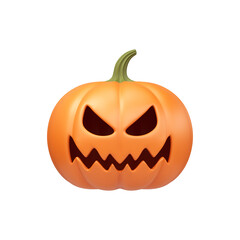 3D Orange Pumpkin with a Scary Face. Scary Jack O Lantern 3D Icon