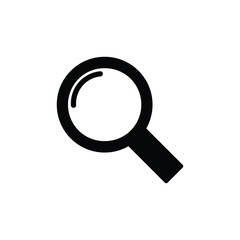 Black search icon with transparent background, magnifying glass, tool for search