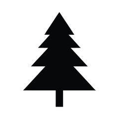 Simple silhouette of a pine tree, minimalist black graphic symbolizing nature, forest, and winter holidays, clean vector style perfect for seasonal design, eco branding, and festive decoration themes.