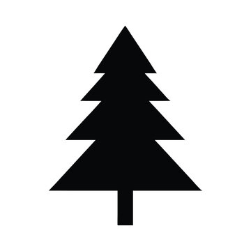 Simple silhouette of a pine tree, minimalist black graphic symbolizing nature, forest, and winter holidays, clean vector style perfect for seasonal design, eco branding, and festive decoration themes.