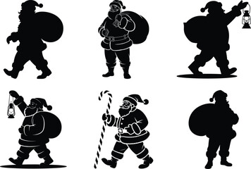 Flying Santa with Reindeer Silhouette | Festive Christmas Vector Design