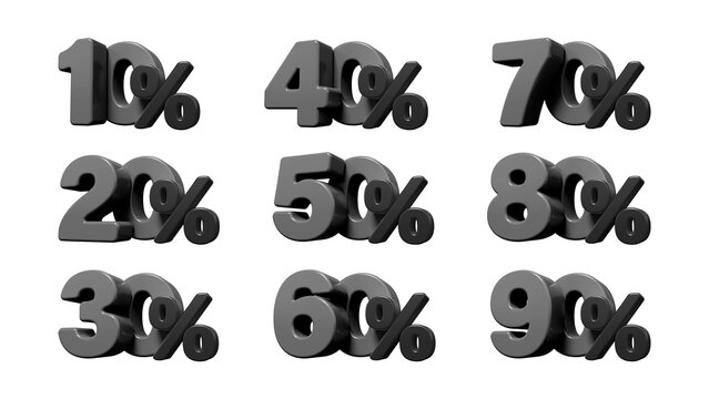 3D Black Friday discounts. Discounts in numbers from 10 to 90 percent.