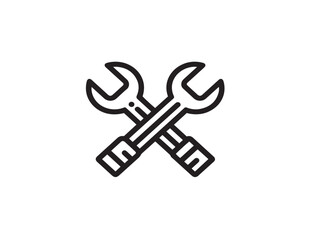 Repair tools icon 2D vector line art in a clean minimalist style