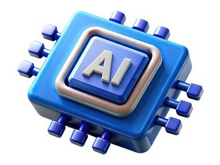 Blue ai microchip with prominent ai symbol