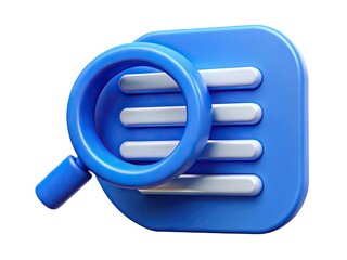 Magnifying glass over blue document icon for search and analysis