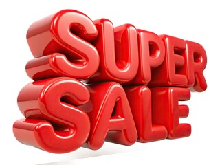 Bold red 3d super sale text for promotions