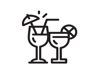 Summer party icon 2D vector line art for beach barbecue and fun