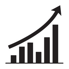 Bar graph showing an upward trend with an arrow indicating growth.