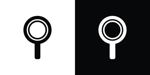 Search Tool Icon, Magnifying Glass Graphic, Minimalist Style, Simple Black and White