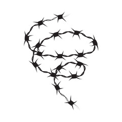 Barbed wire vector illustration isolated on white background