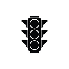 Simple Black Traffic Light Sign with Transparent Background and Round Lens