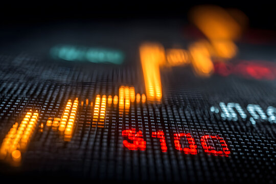 Digital Financial Chart with Glowing Lines and Numeric Display for Business Analysis