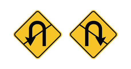 No U turn sign icon. No U turn logo, badge, icon, sticker, label, emblem, stamp, symbol, black, line, flat vector, isolated illustration.