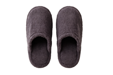 Cozy House Slippers: A top-down view captures a pair of plush, comfortable house slippers, evoking feelings of relaxation and warmth.