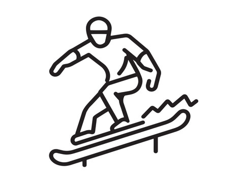 black line art snowboarder in action clip art preview