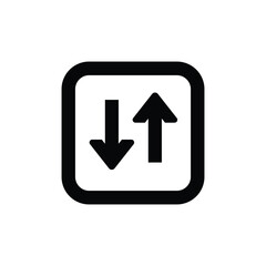 Up and Down Arrows in Black Square Outline Icon on Transparent Background