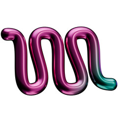 3D Curvy Shape with Metallic Purple and Teal Gradient on Transparent Background
