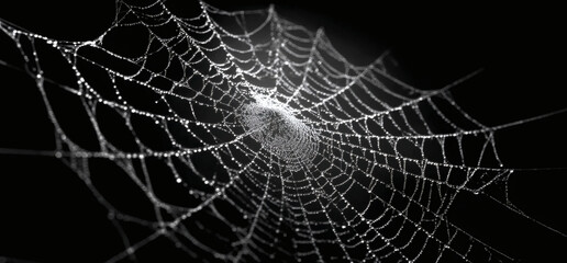 Black background with white spider webs