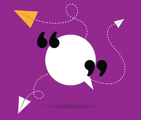 Abstract Speech Bubble with Quotation Marks and Paper Planes. Graphic design elements and resources vector art