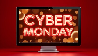 Cyber Monday promotional text displayed on computer screen  