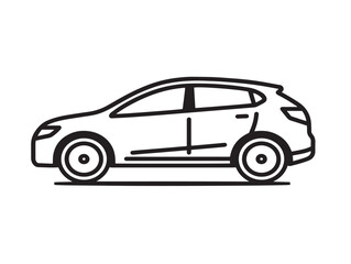 Vehicle side view icon 2D vector line art in a clean minimalist illustration