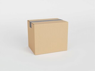 Brown cardboard box on a light background with ample copy space for packaging design