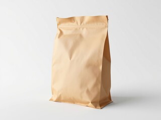 Brown kraft paper bag on a light background with ample copy space for packaging design