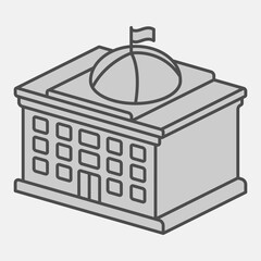 Presidium building isometric icon,democracy day concept. Vector graphics. House of congress sign and editable stroke, outline style icon for mobile or web design.