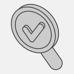 Approval under loupe isometric icon, agreement concept. Vector graphics. Magnifying glass with checkmark sign and editable stroke, outline style icon for mobile or web design.