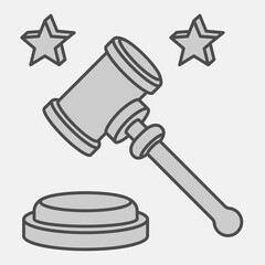 Auction hammer isometric icon, democracy day concept. Vector graphics. Judge gavel sign and editable stroke, outline style icon for mobile or web design.