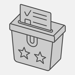 Voter paper in ballot box isometric icon, democracy day concept. Vector graphics. Elections sign and editable stroke, outline style icon for mobile or web design.