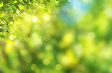 Obraz premium Bright sunlight filtering through lush green leaves creating a vibrant natural scene