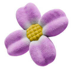 Abstract 3D Illustration of Fuzzy Pink Floral Shape on Transparent Background with Yellow Center Petals for Decor and Design