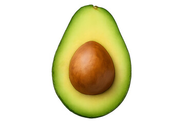 Fresh ripe avocado halved with seed isolated on white background green organic fruit healthy food concept ideal for vegan diet vegetarian nutrition menus and design use