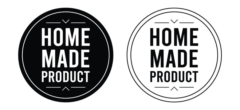 Home Made Product Stamp Icon, Black Vector Seal for Artisanal Foods, Handmade Crafts, Packaging, Branding, Labels, and DIY Design