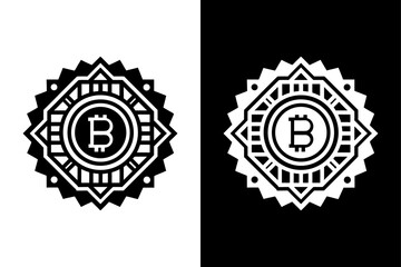 Minimal Bitcoin Icon — Cryptocurrency Logo Outline Vector.