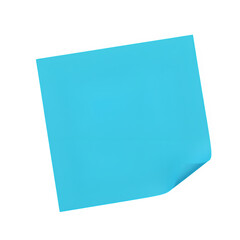 Blue sticky note with curled corner. Realistic paper texture, perfect for mockups, reminders, and design templates. Isolated on white or transparent background. PNG format.