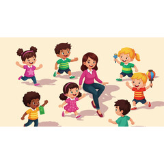 Teacher and students in a classroom setting.