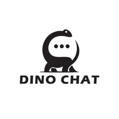 DINO CHAT Logo – Stylized Sauropod Dinosaur with Speech Bubble for Messaging App, Youth Tech Branding, and Playful Communication Platform Identity