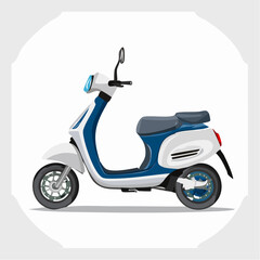 Obraz premium Stylish blue and white electric scooter illustration isolated on a white background