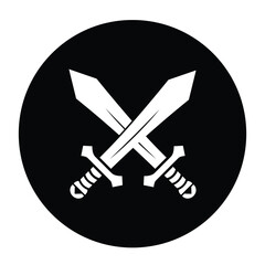 Crossed Swords Icon, Bold Black Vector for Military, Defense, Heraldry, Medieval, Gaming, Strategy, Competition, Valor, and Security