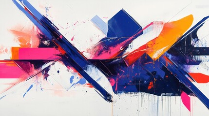Abstract art, vibrant colors, dynamic composition, artistic expression