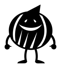 Vector art of a cartoon onion with a smiling face and arms, isolated a, representing healthy food and cooking