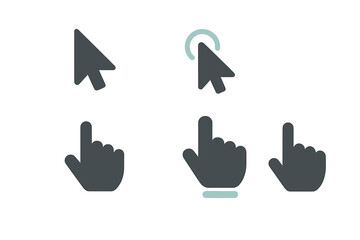 Fototapeta premium Computer mouse cursors and hand pointer icons for digital interface design and web navigation