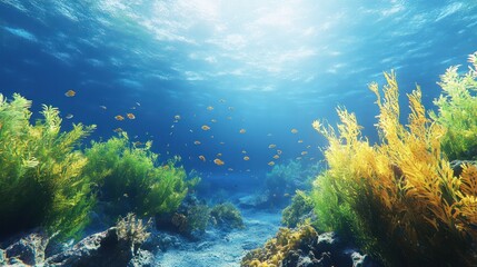 Underwater coral reef vibrant fish scene