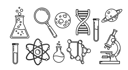 Obraz premium Science and chemistry elements hand drawn vector illustration in doodle style