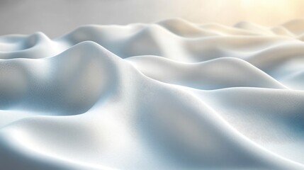Abstract digital wavy landscape with textured surface illuminated by soft sunlight background