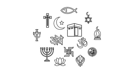 World religion symbols vector illustration of religious signs and icons