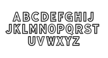 Hand drawn alphabet set of capital letters in doodle style, vector illustration
